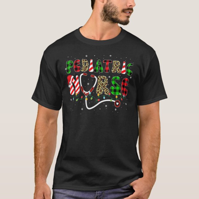 T-shirt Pediatric Nurse  Christmas Scrubs Tops For Women M (Devant)
