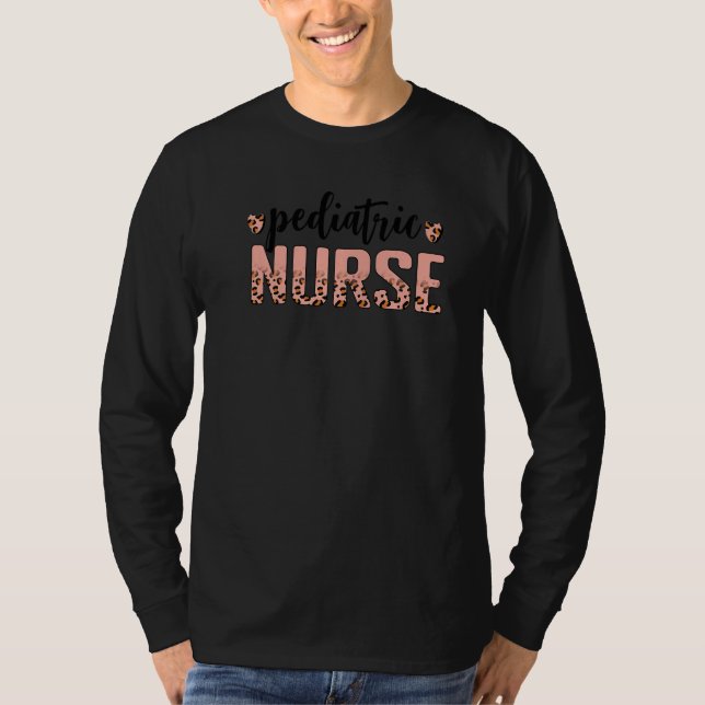 T-shirt Pediatric Nurse Leopard Print Nursing School Women (Devant)
