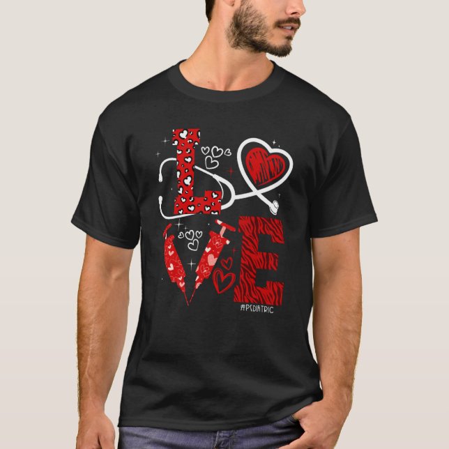T-shirt Pediatric PEDS Nurse Valentines Day Love Heart Ste (Devant)