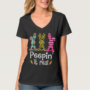T-shirt Peepin' It Real Cute Rabbit Graphic