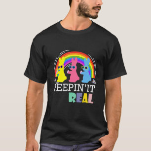 T-shirt Peepin It Real Happy Pâques Chasse aux oeufs de la