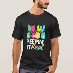 T-shirt Peepin It Real Happy Pâques Chasse aux oeufs de la