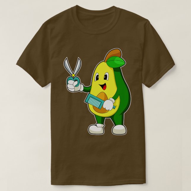 T-shirt Peigne de ciseaux de coiffeur Avocado (Design devant)