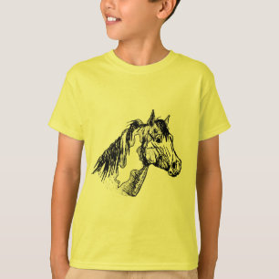 T-shirt Peignez le croquis simple de cheval