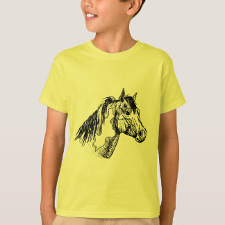 T-shirt Peignez le croquis simple de cheval