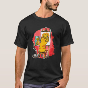 T-shirt Peintre Chat Mignon Peignant Lion Chat Peint A