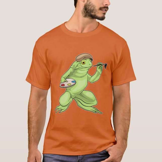 T-shirt Peintre de grenouille Peinture brosse Peinture (Devant)