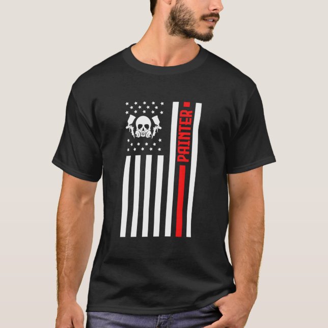 T-shirt Peintre de voiture Drapeau américain Automotive Au (Devant)