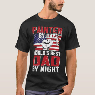 T-shirt Peintre Décorateur Papa Peintre Drapeau Américain