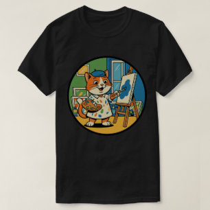 T-shirt Peintre Félin Artistique - Artiste Félin Créatif