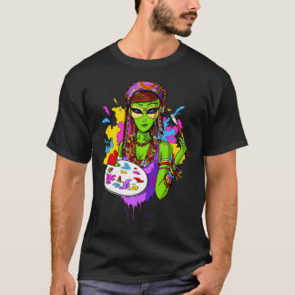 T-shirt Peintre Hippie Extraterrestre