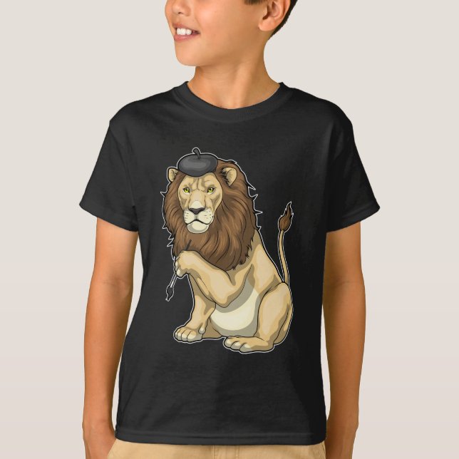 T-shirt Peintre Lion Peinture pinceau Peinture (Devant)
