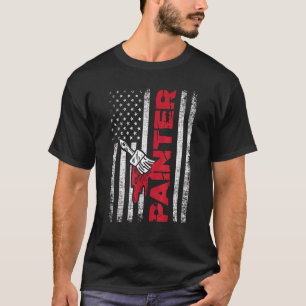 T-shirt Peintre Usa Drapeau Maison Décorateur Peinture W