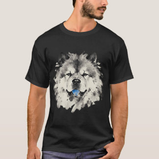T-shirt Peinture à l'encre Chow Chow de près