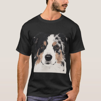 T-shirt Peinture à l'encre de Berger Australien de près