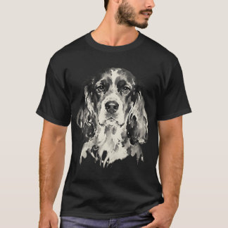 T-shirt Peinture à l'encre de Cocker Spaniel en gros plan
