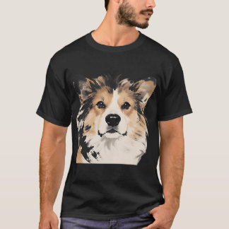 T-shirt Peinture à l'encre de Corgi de près