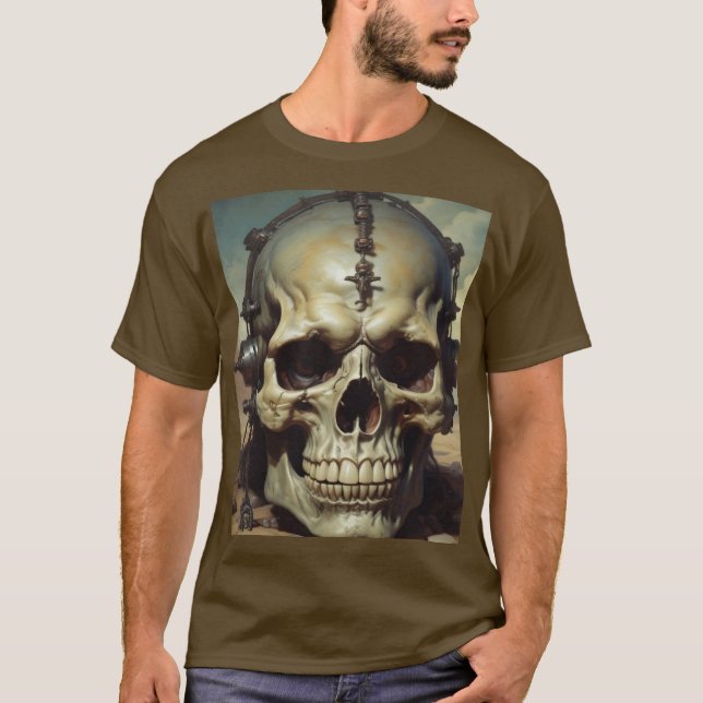 T-shirt Peinture à l'huile de crâne Style peinture illustr (Devant)