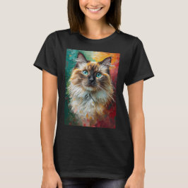 T-shirt Peinture à l'huile vibrante pour chat Ragdoll arti