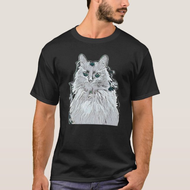 T-shirt Peinture Abstraite Numérique D'un Chat 32 (Devant)