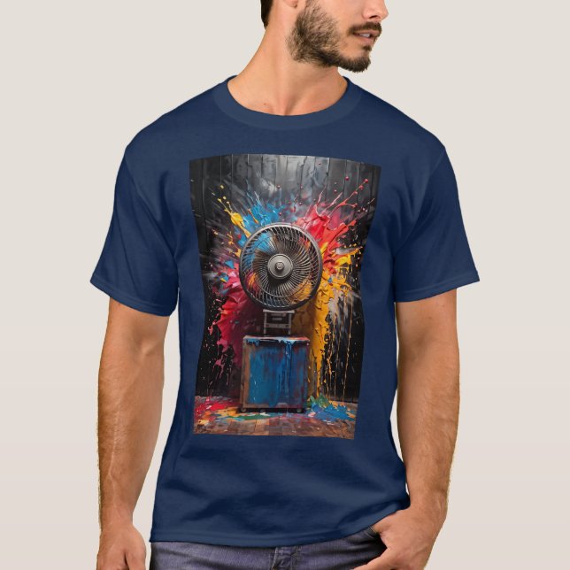 T-shirt Peinture acrylique d'un ventilateur de boîte (Devant)