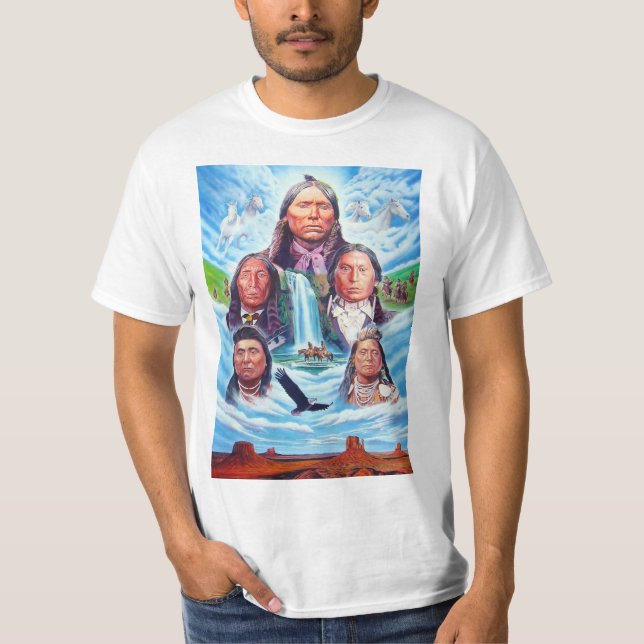 T-shirt Peinture Amérindiens Modèles Mens Moderne (Devant)