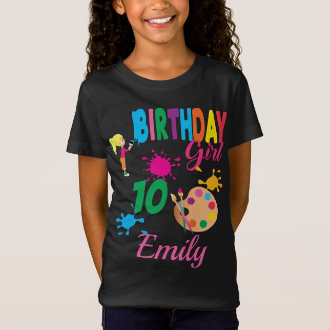 T-Shirt Peinture Anniversaire Art Créer thème de fête Pers (Devant)
