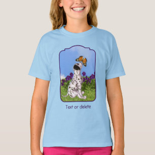T-shirt Peinture artistique de chiots dalmatiens papillons