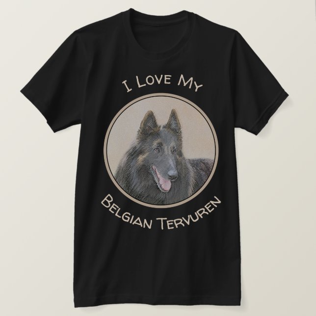 T-shirt Peinture belge Tervuren - Cute Original Chien Art (Design devant)