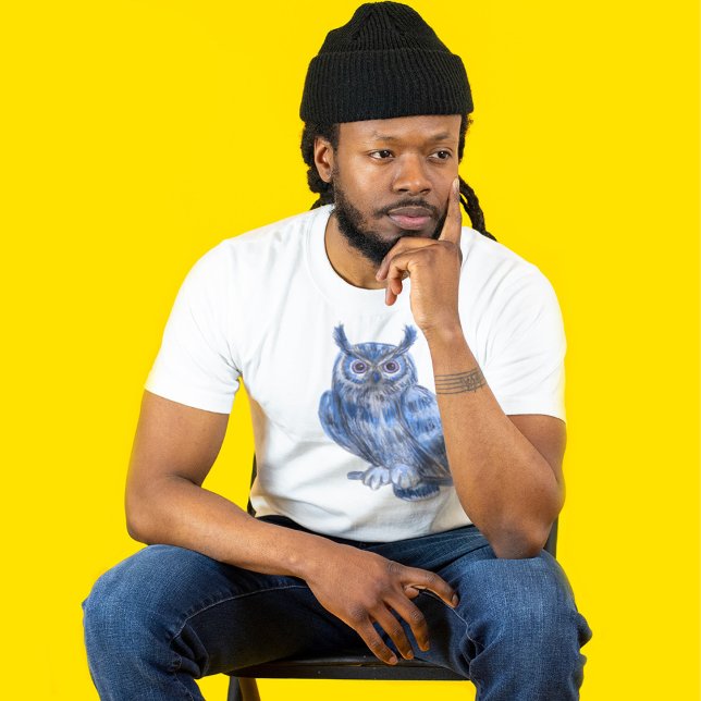 T-shirt Peinture couleur Warter Chevêche bleue en gras (Créateur téléchargé)