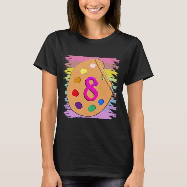 T-shirt Peinture d'anniversaire 8 ans Garçons (Devant)