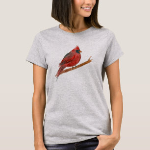 T-shirt Peinture d'aquarelle cardinale rouge