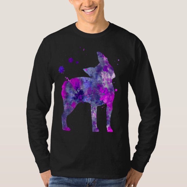 T-shirt Peinture d'aquarelle de chien de Boston Terrier 2 (Devant)