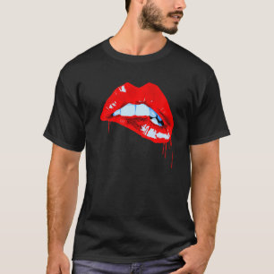 T-shirt Peinture d'art à lèvres rouges