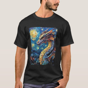 T-shirt Peinture d'art moderne Van Gogh Starry Dragon de n