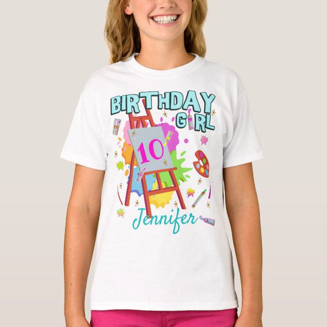 T-shirt Peinture d'art Splter Peinture Anniversaire Fille  (Devant)