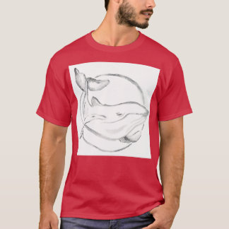T-shirt Peinture de baleine gris aquarelle
