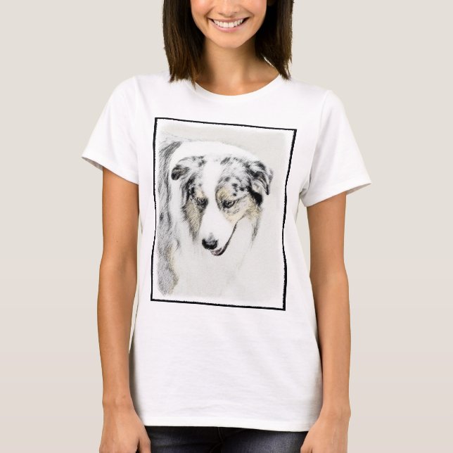 T-shirt Peinture de berger australien - Art original de ch (Devant)