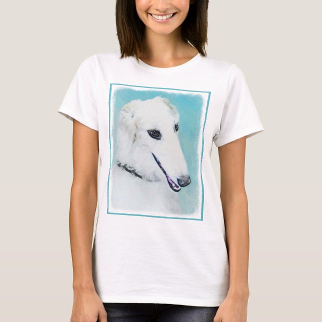 T-shirt Peinture de Borzoi (blanc) - Beau art original de  (Devant)