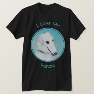 T-shirt Peinture de Borzoi (Blanc) - Joli Chien d'origine