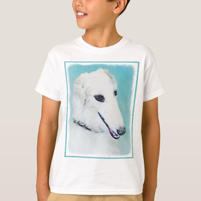 T-shirt Peinture de Borzoi (Blanc) - Joli Chien d'origine (Devant)