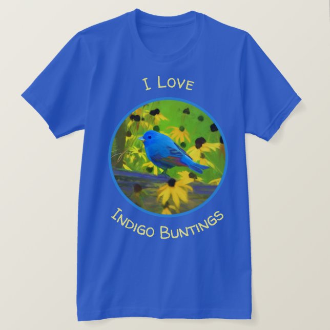 T-shirt Peinture de Bunting Indigo - Art original pour les (Design devant)