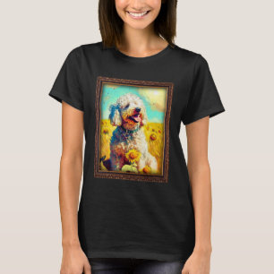 T-shirt Peinture de caniche Fleur de tournesol Maman Femme