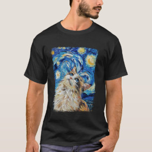 T-shirt Peinture de chat Ragdoll nuit étoilée