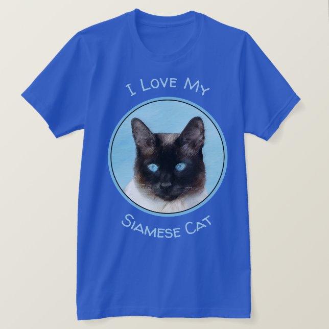 T-shirt Peinture de chats de Siamese - Cute Original Cat A (Design devant)