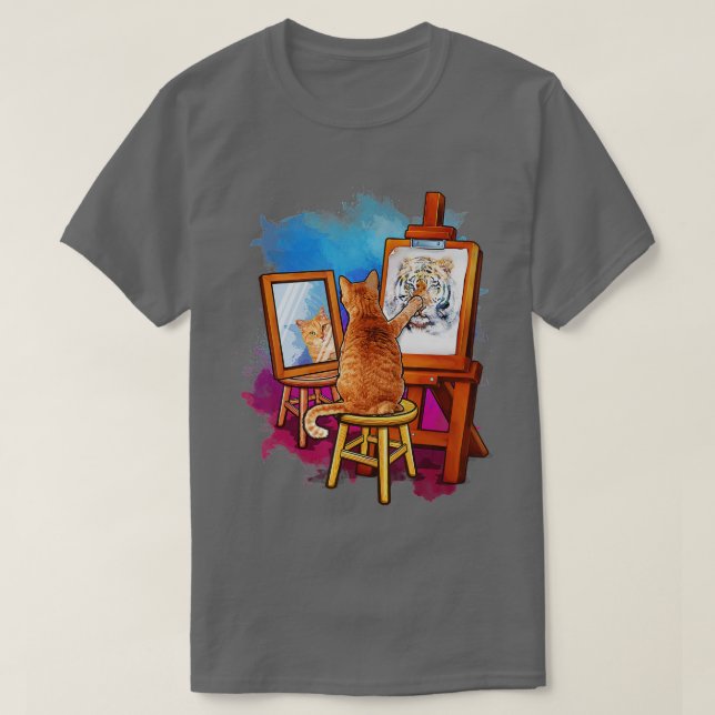 T-shirt Peinture de chats Lion Animaux artistiques Aimer l (Design devant)
