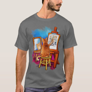 T-shirt Peinture de chats Lion Animaux artistiques Aimer l