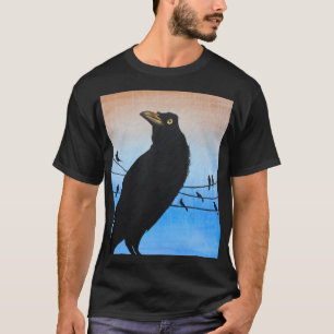 T-shirt Peinture de faune d'amant d'oiseau de Grackle