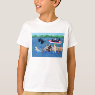 T-shirt Peinture de Labradors d'amusement de lac
