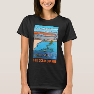 T-shirt Peinture de lever de soleil sur l'océan 8 bits par